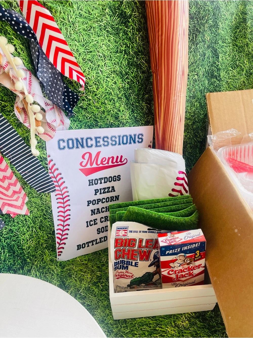 Baseball Party Wooden Display Stand - White